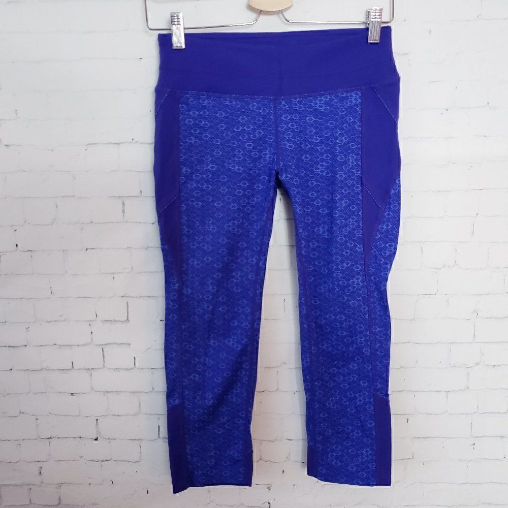 Athleta Cropped Activewear Leggings Size S Blue Running Gym Train